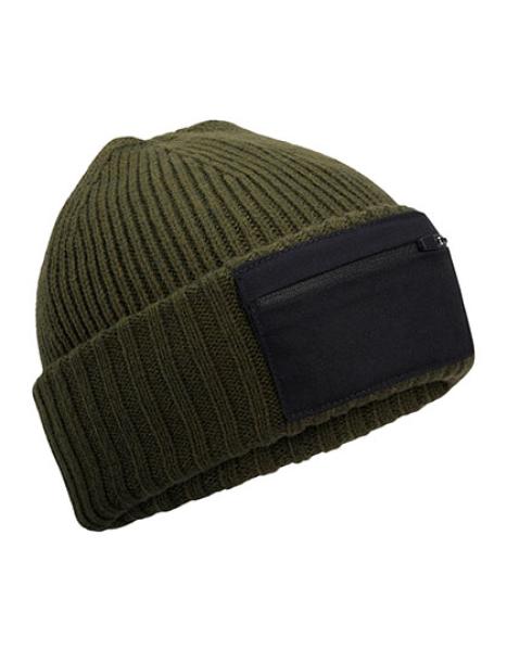 Strickmütze mit Reißverschluss-Patch - individuell bedruckt